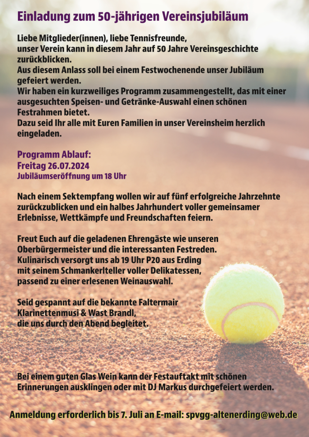 50 Jahre Tennis in Altenerding - Freitag, 26.07.